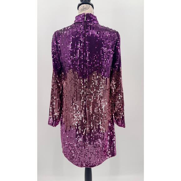 B55 Kate Spade Sequin Mini Dress Women 4 Shift Ombre Sparkly Mardi Gras Y2K Glam - Picture 8 of 10